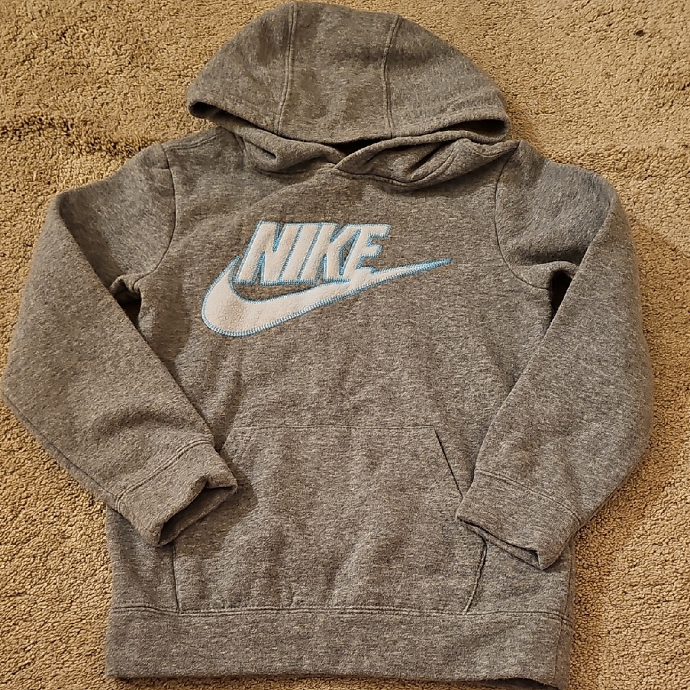 Nike Heather Gray Hoodie with Light Blue Logo